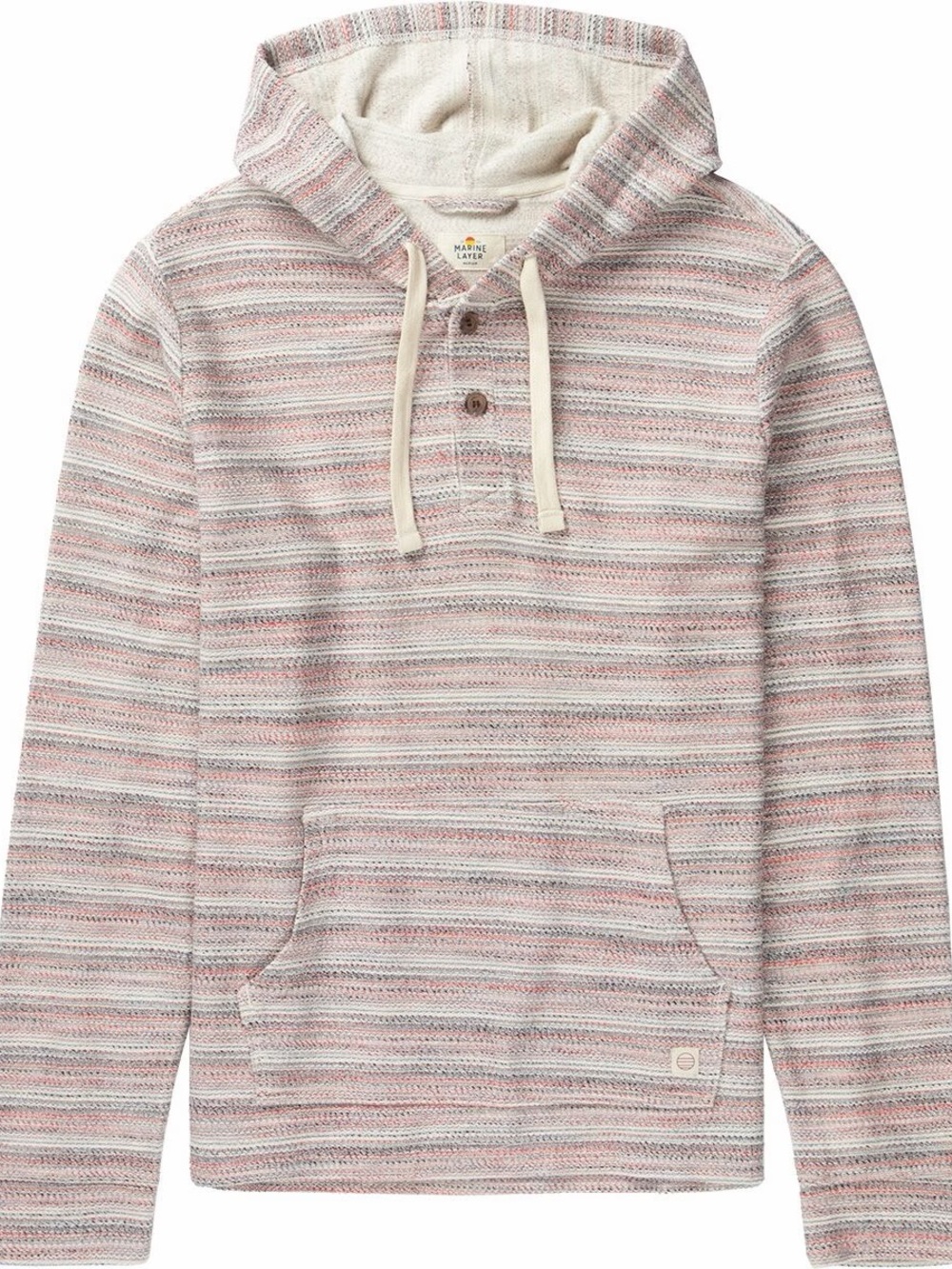 Marine Layer Men's Hooded Striped Knit Pullover - Pink & Cream